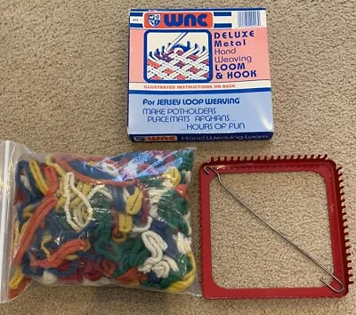 Vintage WNC #413 Deluxe Metal Hand Weaving Metal Loom & Hook With Wool Loops • $22.99