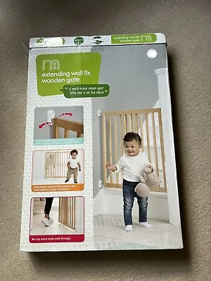 Mothercare 'Extending Wall Fix Wooden Gate' Stair Gate - New In Box • £19.99