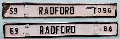 1969 Radford Virginia License Plate Town Tax Tag City Lot Of 2 Low # • $49.99