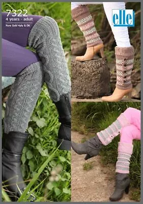 Elle - Long Cable Socks And Legwarmers Wool Yarn Knitting Pattern 8Ply DK 7322 • $3