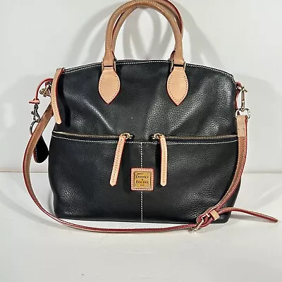 Dooney & Bourke Dillen Double Pocket Satchel Pebbled Leather Handbag Black • $85