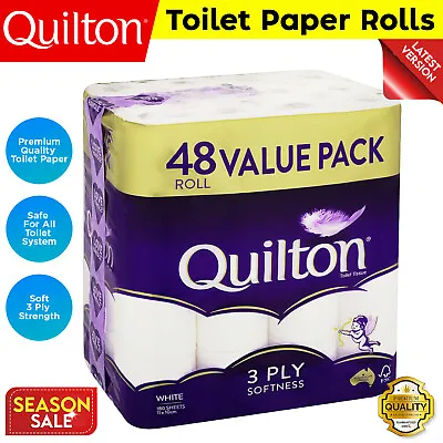 48x Quilton Toilet Paper Tissue Rolls 3-Ply 180 Sheets - Free Postage Best Price • $44.44