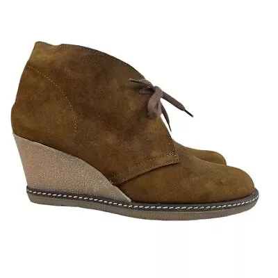 J.Crew MacAlister Brown Suede Wedge Sandals Womens Size 8 • $39.18