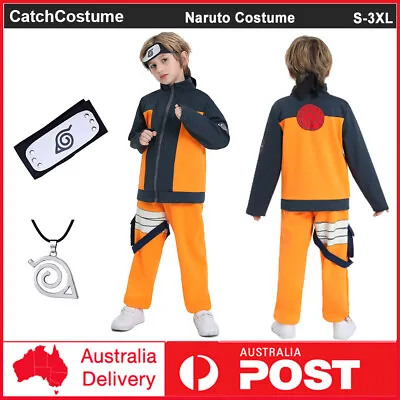 Kids Uzumaki Naruto Costume Headband Necklace Anime Naruto Shippuden Cosplay • $53.19