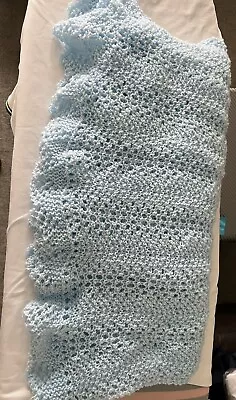 £25 • Buy Hand Knitted 4ply Supersoft  Baby Blue Shawl/blanket.