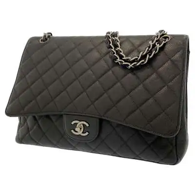 CHANEL Jumbo Matelasse Single Flap Chain Shoulder Bag Caviar Leather Black • $4290