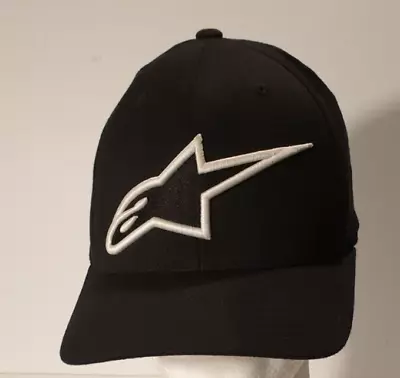 ALPINESTARS Logo Flexfit Fitted Baseball Style Cap Hat Colour Is Black Size L/XL • $21.70