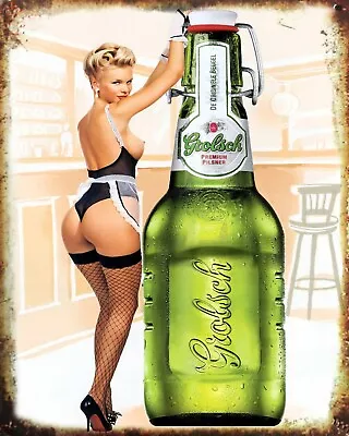 Grolsch Beer Sexy Pin Up Girl Man Cave Metal Plaque Tin Sign Others Listed 550 • £6.99