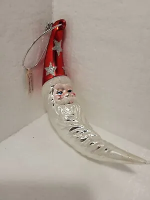 Hand Painted Mercury Glass Santa Crescent Moon Christmas Ornament Department 56. • $24.99