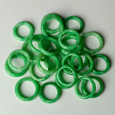 1pcs Green Jadeite Band Ring Women Men Boss Rings Heating Jade Ring Size 4-6 • £15.61