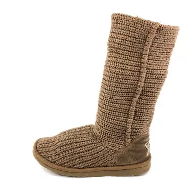 UGG Australia Cardy 12  Crochet Knit Winter Boots Womens Size 6 EUR 37 Brown • $45