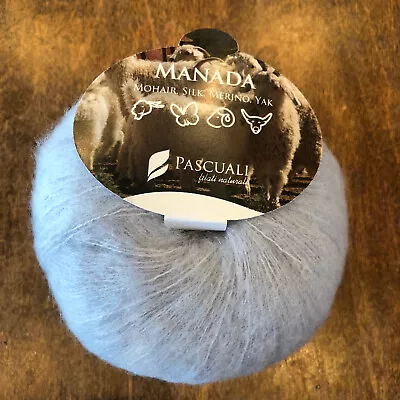 Pascuali Manada Yarn Mohair Silk Yak Merino Wool Peru Pale Blue Gray 200 • $15