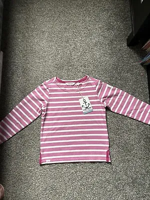 BNWT Lazy Jacks Pink White Stripe Long Sleeved Top Age 5-6 New • £4.99