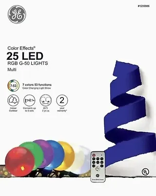 GE Color Effects 25-Count 24-ft Multi-Function Color Changing G-50 LED Lights • $69.99