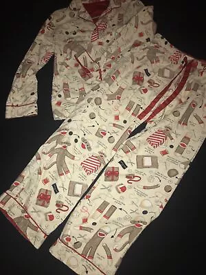 Nick & Nora “Sock Monkey Kit Instructions” -Flannel Pajama Set Size Mens-S- EUC! • $42