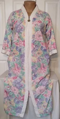 £33.82 • Buy Vintage Stan Herman Size Small Floral Front Zip Pastel House Dress Robe