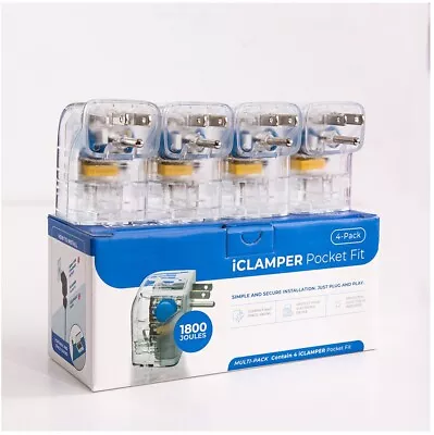 Clamper Single Outlet Surge Protector - 1800 Joules 1875W - 4-Pack Clear • $39.99