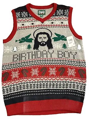 Jesus Ugly Christmas Sweater Vest Birthday Boy Mens XL New With Tags Xmas • $22.49