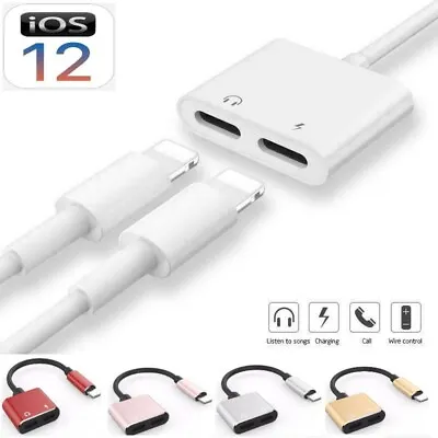 £3.95 • Buy For IPhone X 7 8 XS 11 Plus Dual 2in1 Earphone Audio & Charger Adapter Splitter