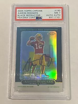 2005 AARON RODGERS Topps Chrome Black Refractor RC Auto #38/100 PSA 7 Packers • $9999.99