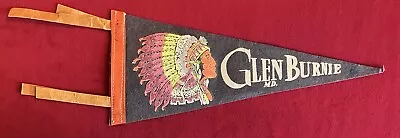 Vintage Glen Burnie Maryland 11.5 Inch Pennant American Indian Chief Graphic • $29.99