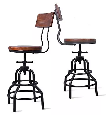 Industrial Vintage Bar StoolKitchen Counter Height Adjustable Pipe StoolCas... • $259.69