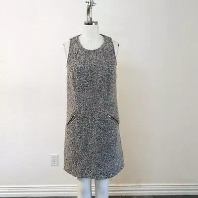 Loft Boucle Zip Pockets Shift Dress Gray 4P Business Casual Fall Preppy Mod • $37