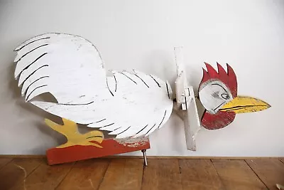 Vintage Folk Art Rooster Whirligig Weathervane Farm Barn Fence Topper Windmill • $125