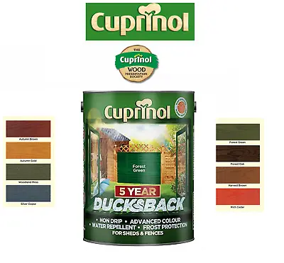 Cuprinol 5 Year Ducksback Garden Shed & Fence Paint 5L All Colours Available • £18.39