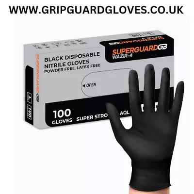 Strong Super Thick Black Disposable Nitrile Gloves Mechanics Tattoo Car Box 100 • £6.55