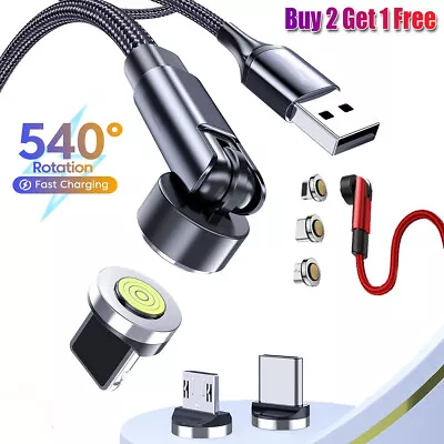 540° Magnetic Cable 3A Fast Charging Micro USB Type C Cable For IPhone Samsung • $3.67