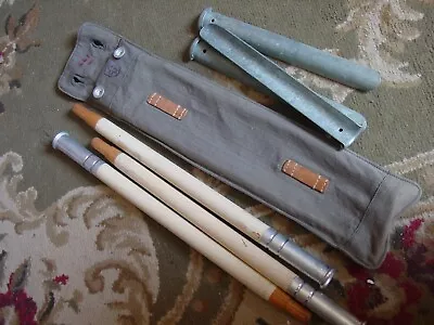 WWII Military Surplus Wood /Aluminum Pole Tent Stakes Canvas Stake Bag 1940 41 + • $12