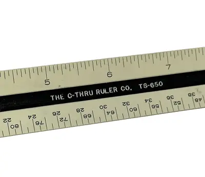 SCALE Drafting THE C-THRU RULER CO. TS-650 Six Scales ENGINEER Triangular • $6.75