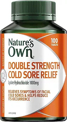 Nature's Own Double Strength Cold Sore Relief L-Lysine 1000mg 100 Tablets • $25.48