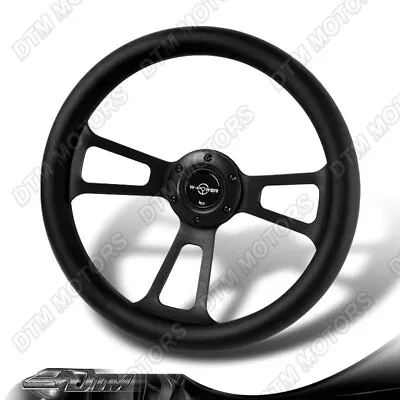 W-Power 13.5  Black Leather Grip 6-Hole Aluminum 3-Spoke Vintage Steering Wheel • $95.99