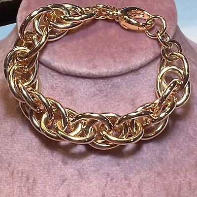 Hang Tag Rose Pink Bronze Italy Milor Double Link Chunky Bracelet • $42.75