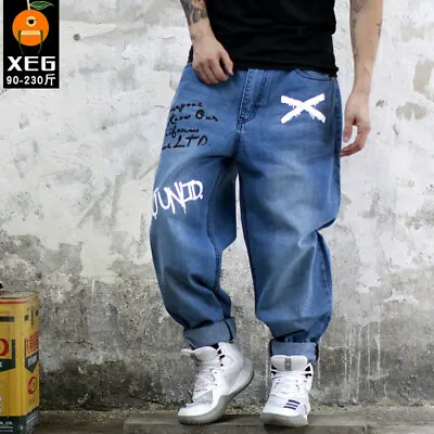 Mens Hip-Hop Jeans Denim Ecko Relaxed Baggy Loose Streetwear Pants Trousers Bike • £48.59