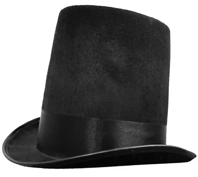 Black Felt Stovepipe Top Hat Victorian Fancy Dress Formal Costume Accessory • £7.99