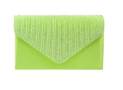 Womens Diamond Clutch Evening Crossbody Bag Wedding Party Prom Purse Chainhandle • £12.99