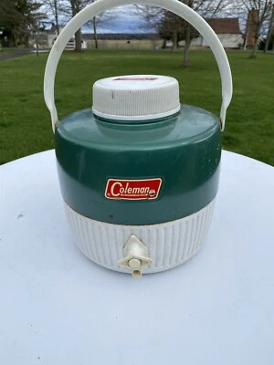 $21.99 • Buy Vintage 1980's Coleman Green & White 1 Gallon Water Cooler Jug With Cup