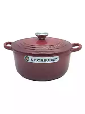 Le Creuset Cocotte Rondo 22cm 3.5qt Burgundy Red Silver Knob Cast Iron • £225.10