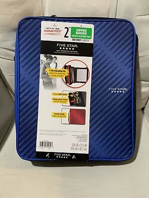 NWT Five Star 2 Inch Zippered Binder 5 Tab Expanding File Inner Pockets Blue • $18.99