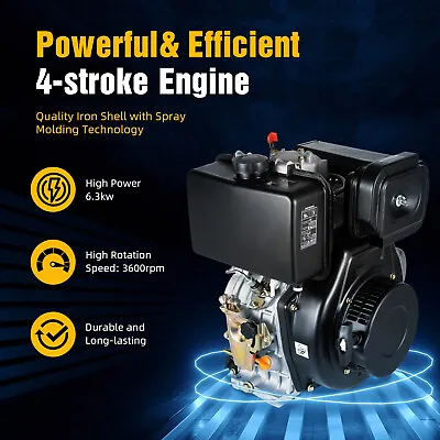 10HP 418cc 4-stroke Tiller Diesel Engine Single Cylinder Motor Air Cooling 186F • $449.10