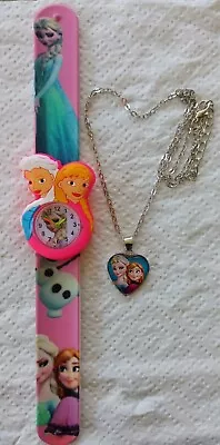 Kids New Frozen Slapband Watch & Necklace Set + Free Extra Battery! • $26.90