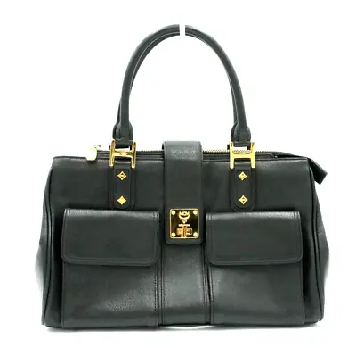 Authentic MCM Tote Hand Bag Leather Black • $178