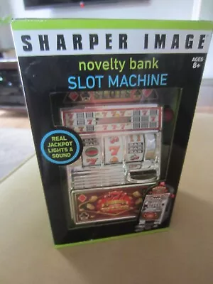 NEW In Box Sharper Image Novelty Bank Slot Machine Lights & Sound • $22.99