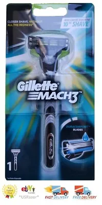 Gillette Mach3 RAZOR Handle+Refill Cartridge Shaver Use W Turbo M3 Power Blades • $4.79