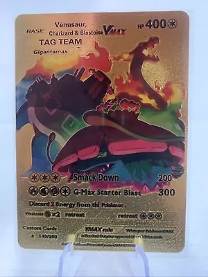 $5.99 • Buy Pokemon Venusaur Charizard & Blastoise VMAX Tag Team Gold Foil Card W/ Toploader
