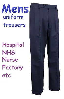 £9.79 • Buy Mens Trousers Navy Blue Work Wear Nurse NHS Workwear Uniform Factory Hospital BN