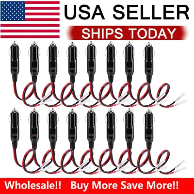 Lot 12V Fused LED Light Cigarette Lighter Male Plug Replacement Adapter W/ Leads • $150